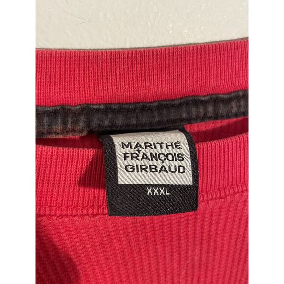 VTG Marithe Francois Girbaud Long Sleeve Distressed Grudge Red Crewneck Sz XXXL - Picture 4 of 12
